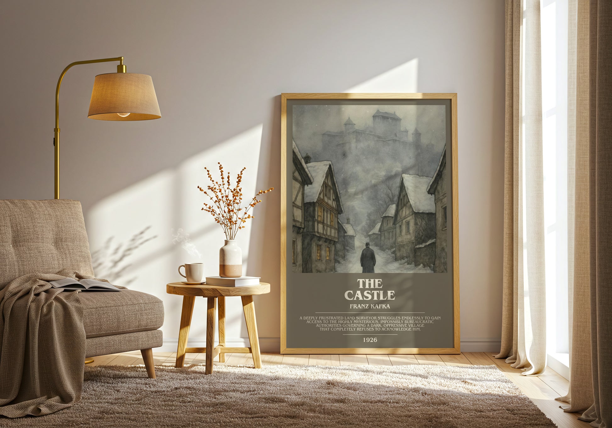 The Castle bookish print on bookshelf – Franz Kafka fan gift