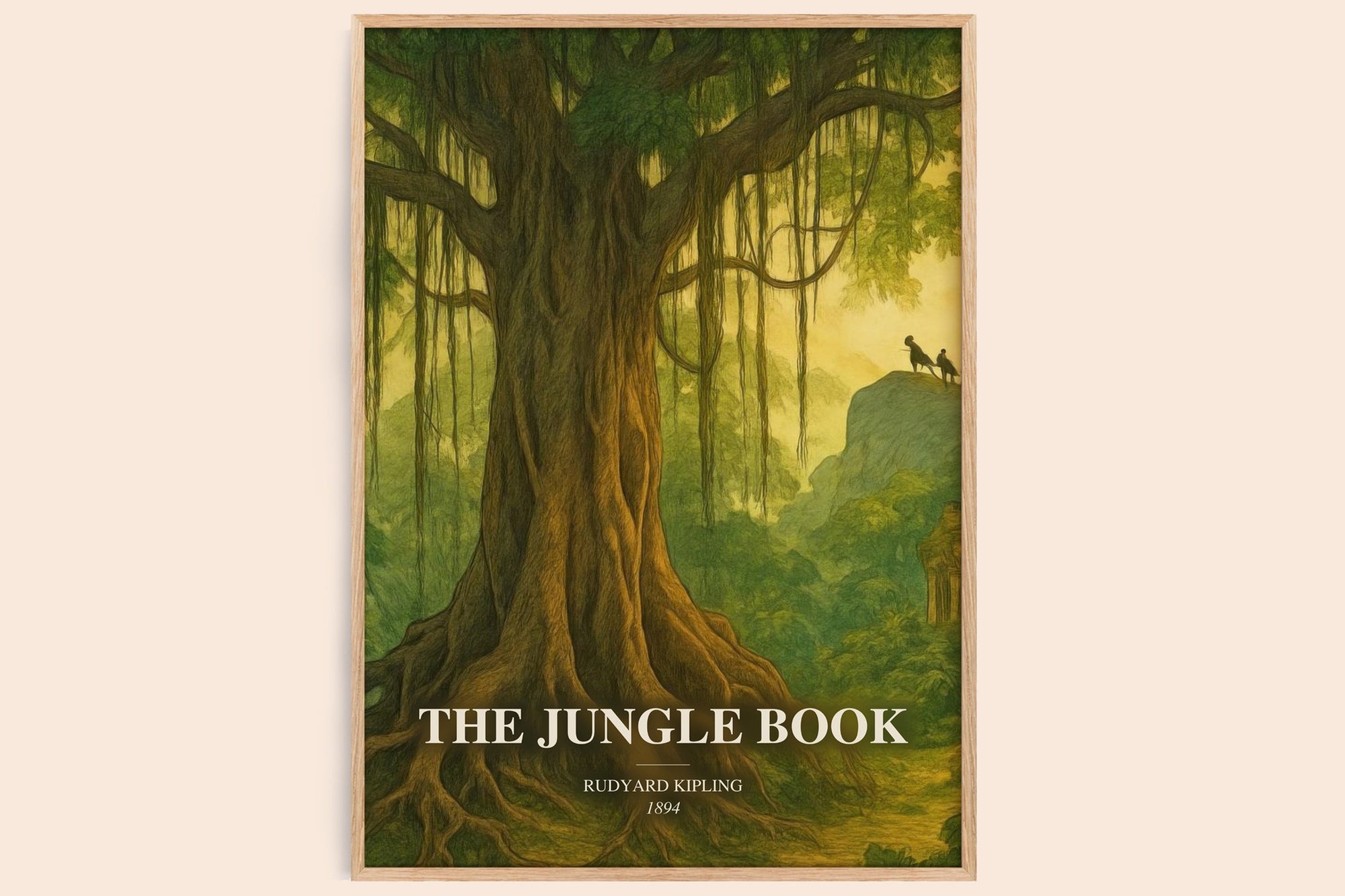 The Jungle Book watercolour book poster by Rudyard Kipling – framed literary art print