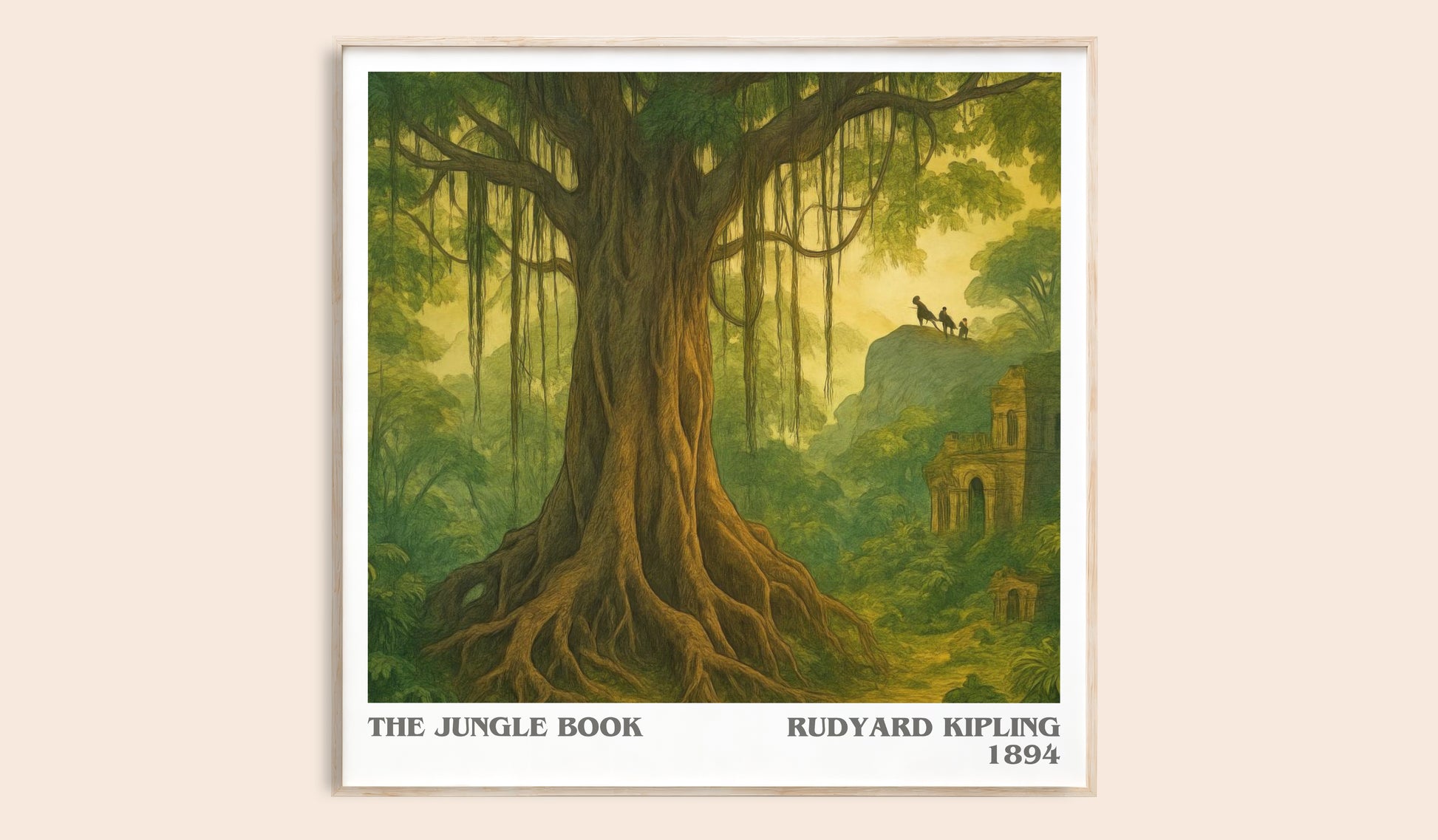The Jungle Book literary book poster by Rudyard Kipling – framed literary art print