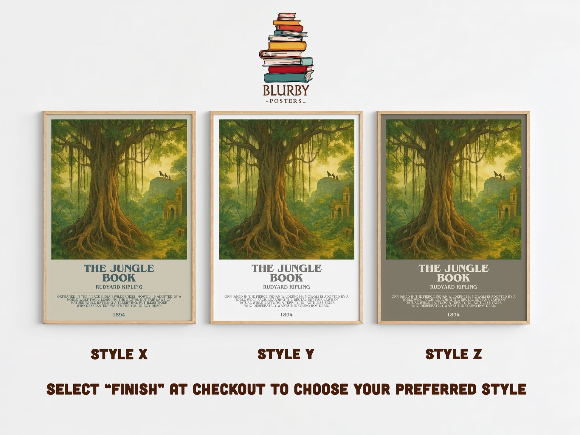 The Jungle Book bookish print in frame leaning in hallway – childrens wall art