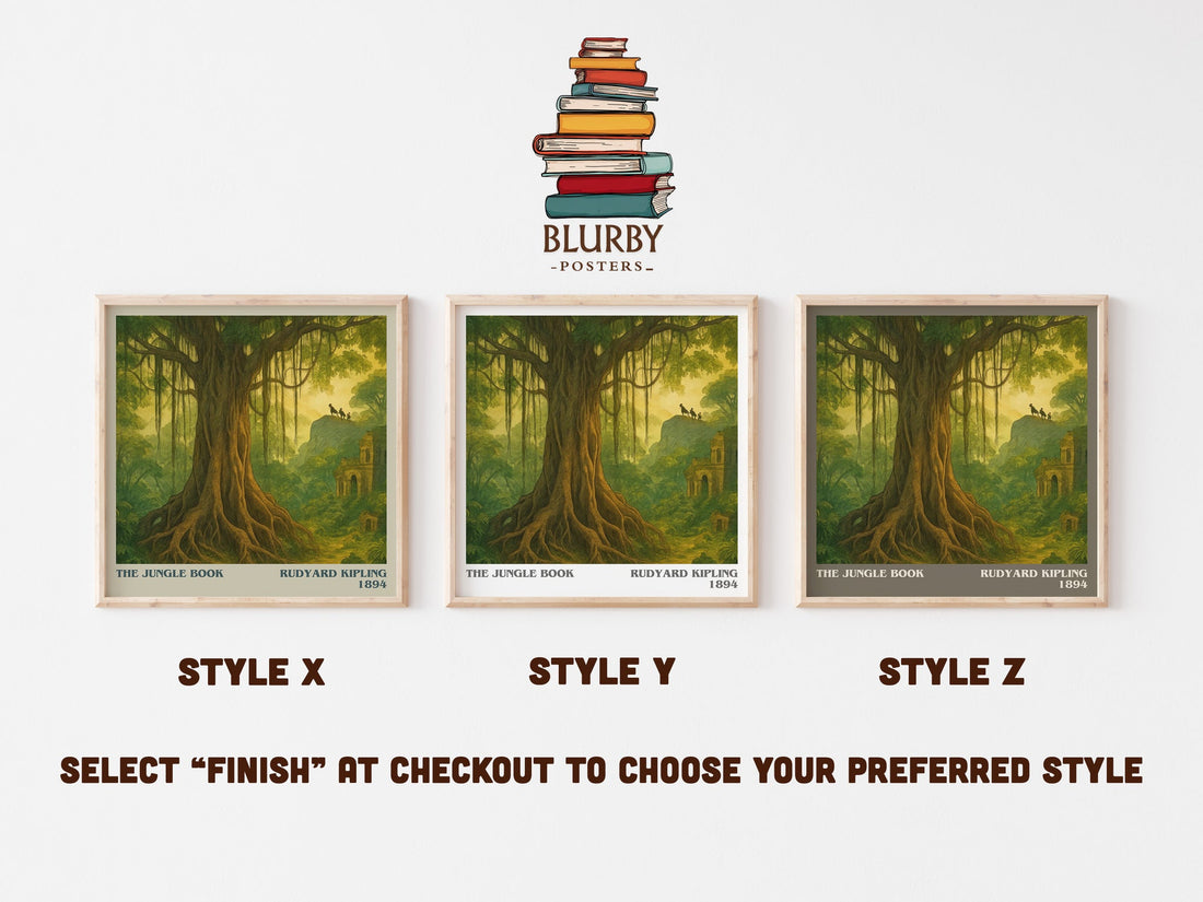 The Jungle Book literary print in frame leaning in hallway – childrens wall art (mockup)