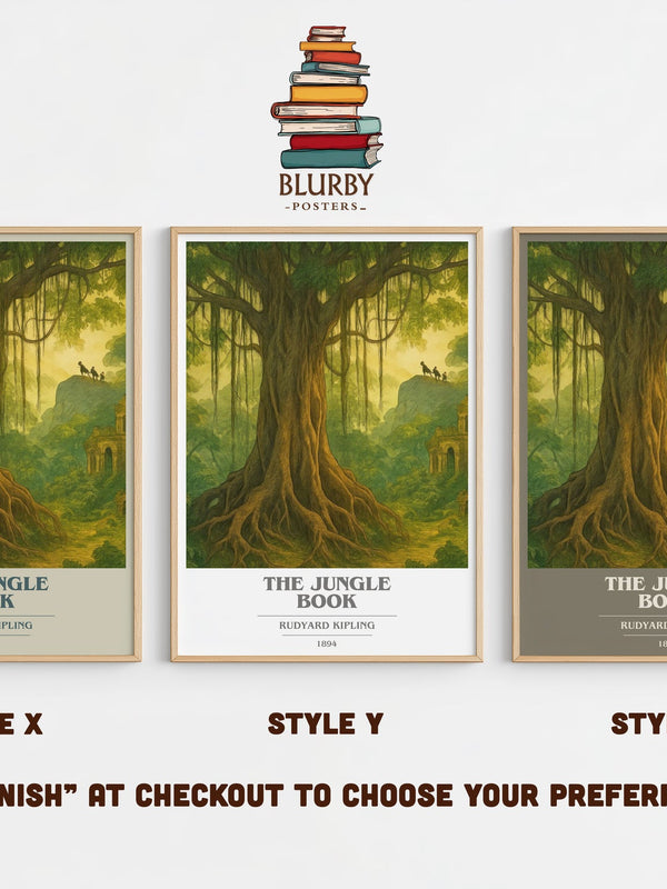 The Jungle Book book cover print in frame leaning in hallway – childrens wall art