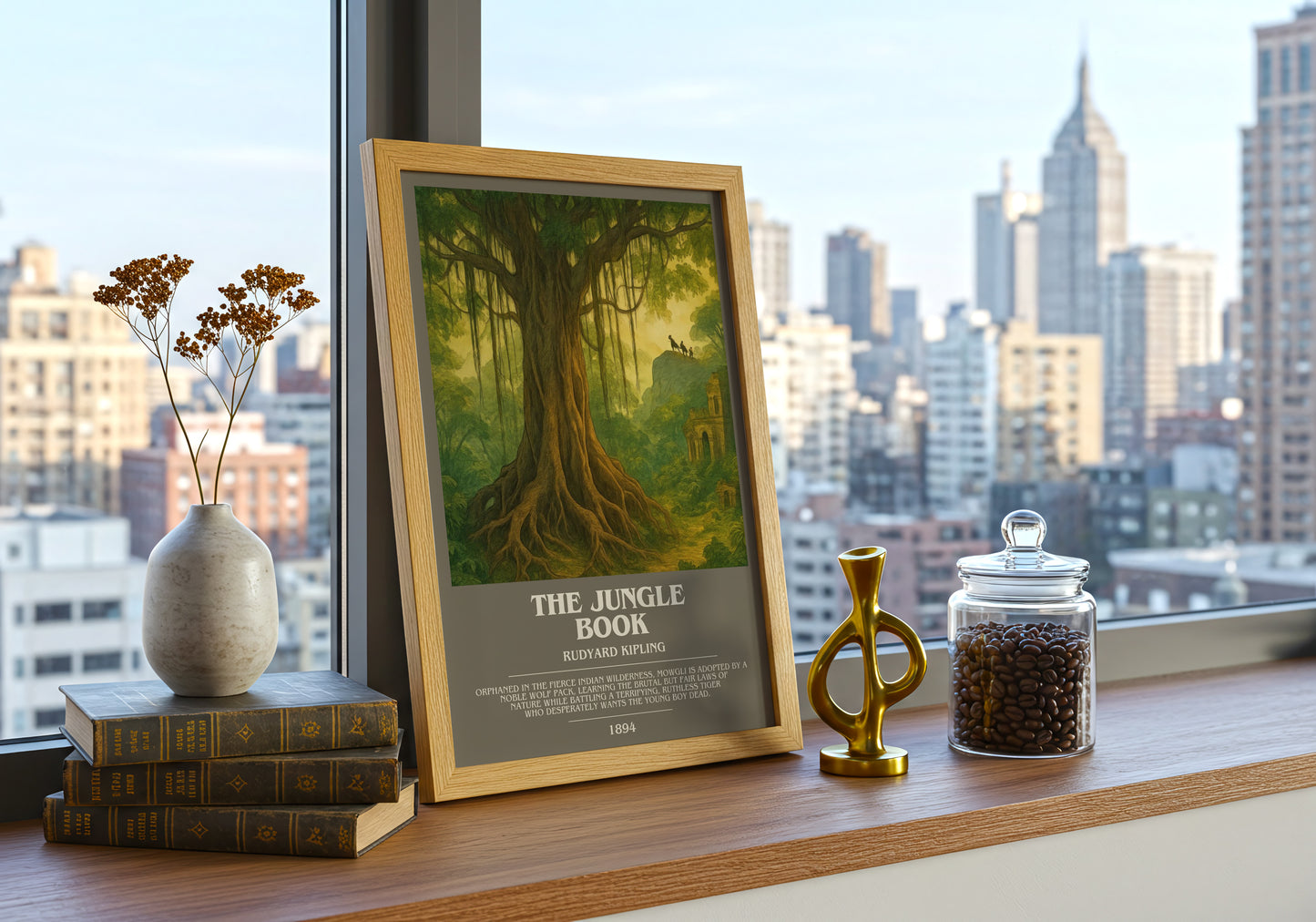 The Jungle Book bookish print framed by window – literary home decor