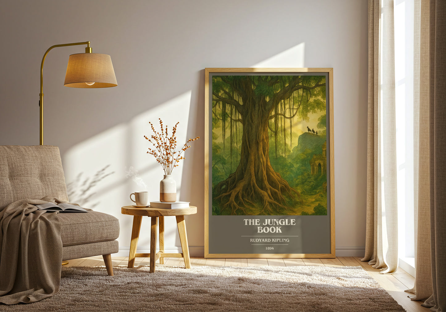 The Jungle Book book cover print on bookshelf – Rudyard Kipling fan gift