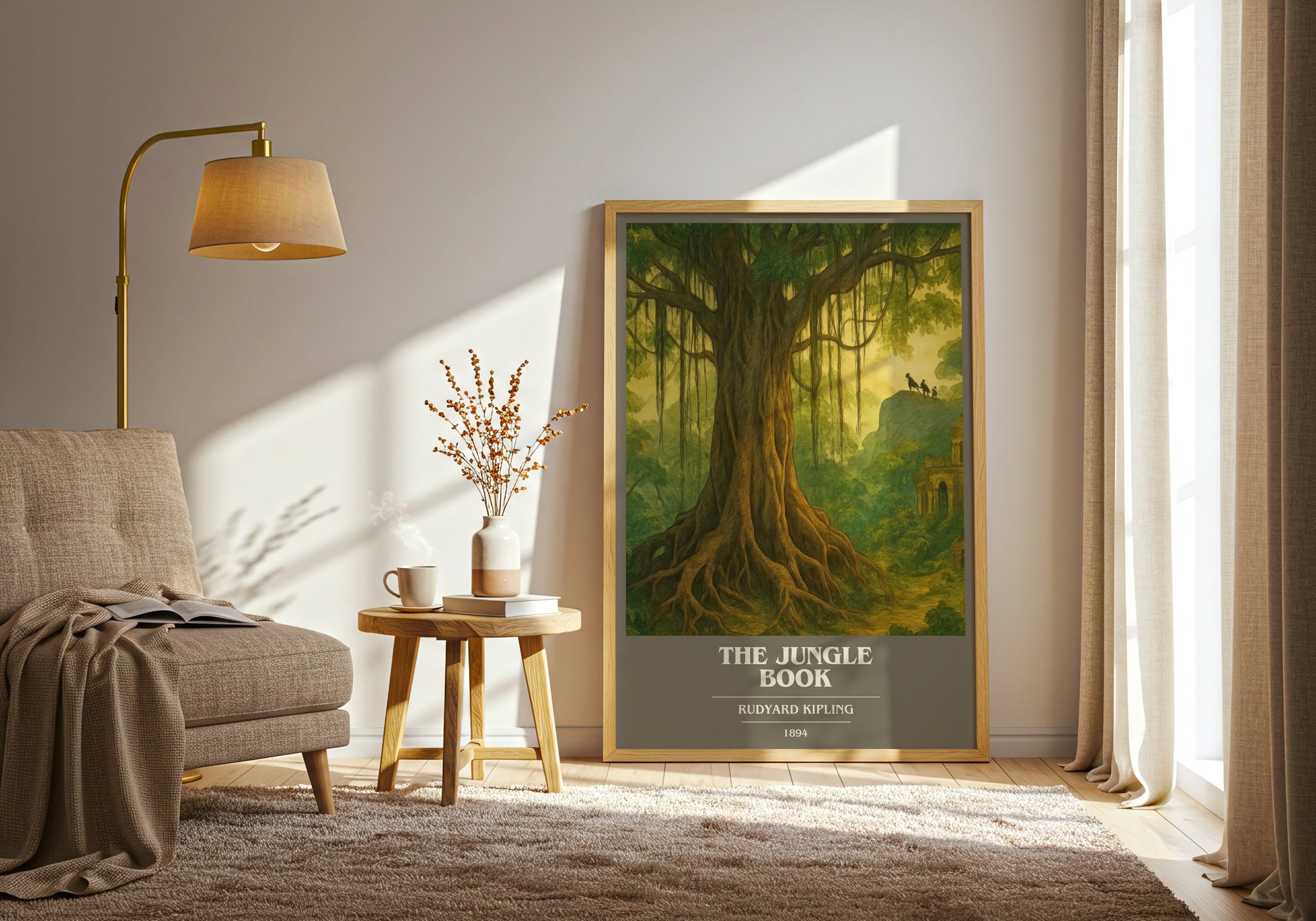 The Jungle Book book cover print on bookshelf – Rudyard Kipling fan gift
