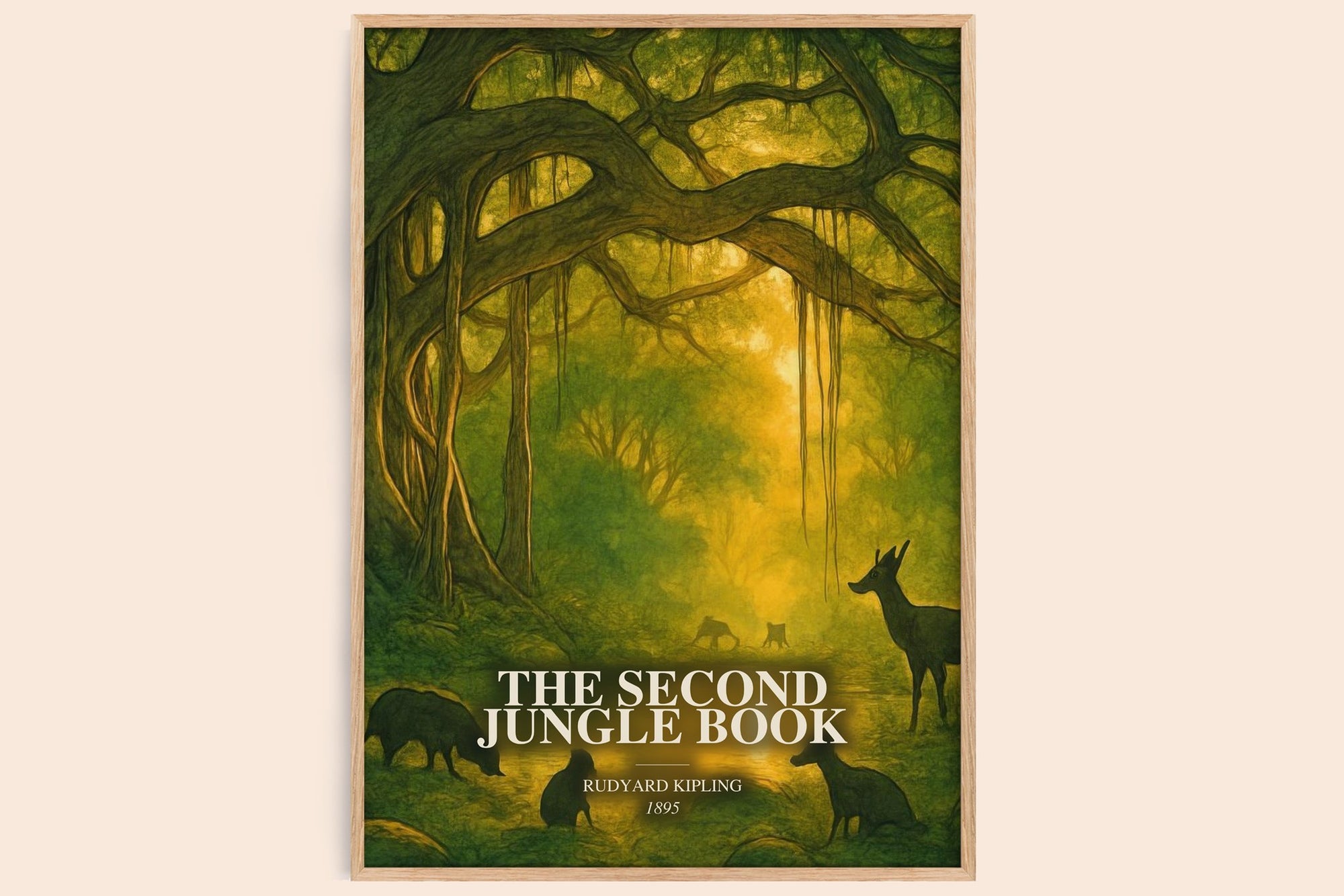 The Second Jungle Book watercolour book poster by Rudyard Kipling – framed literary art print