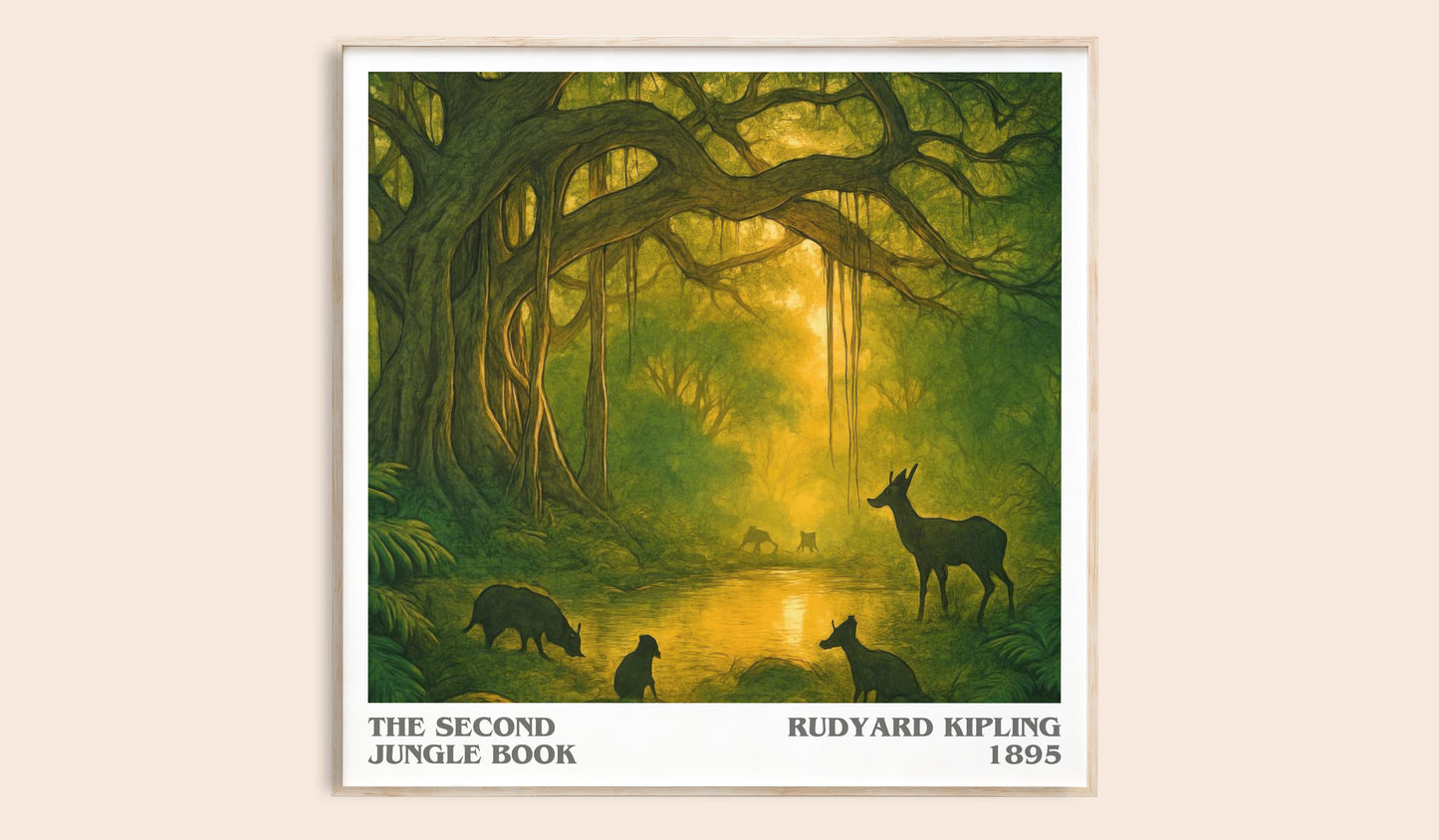 The Second Jungle Book literary book poster by Rudyard Kipling – framed literary art print