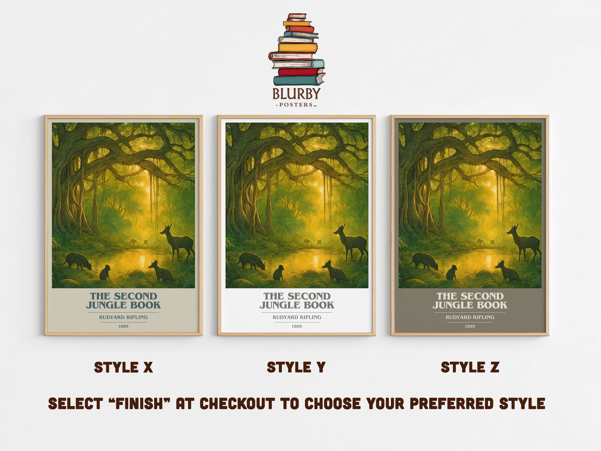 The Second Jungle Book book cover print in frame leaning in hallway – childrens wall art