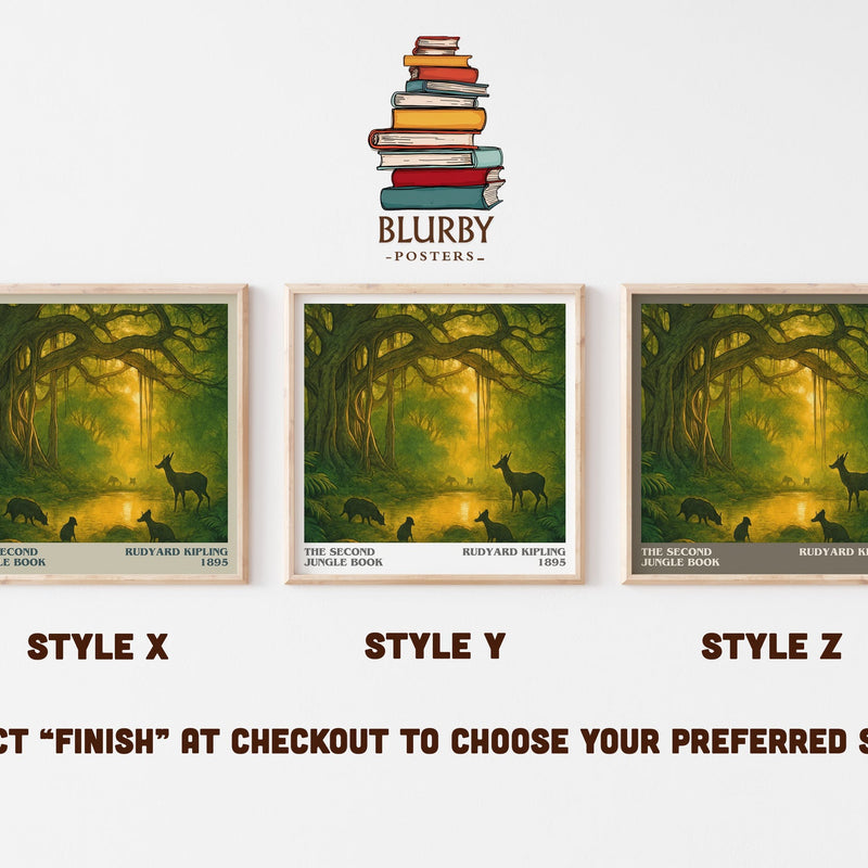 The Second Jungle Book literary print in frame leaning in hallway – childrens wall art