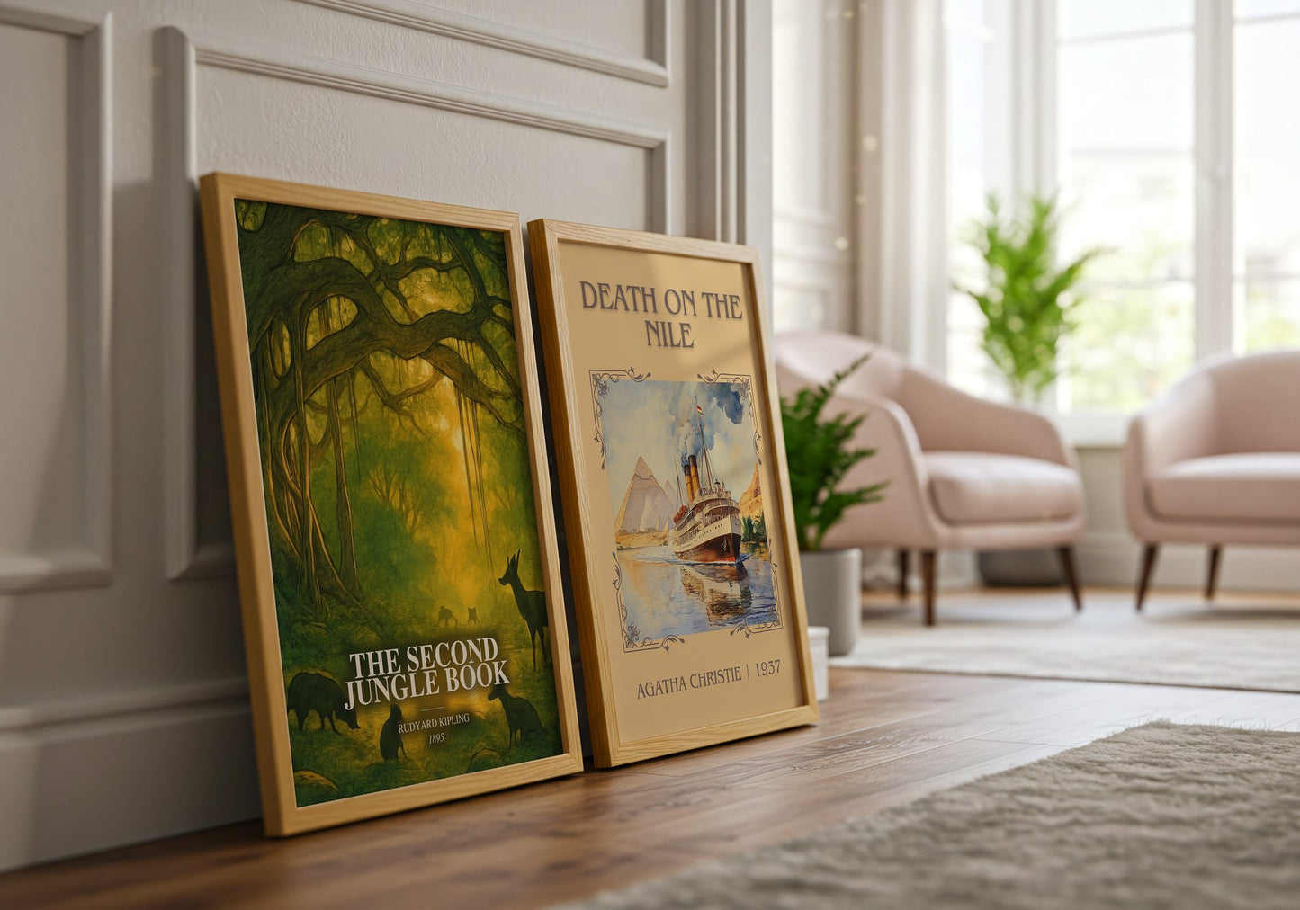 The Second Jungle Book watercolour print framed by window – literary home decor