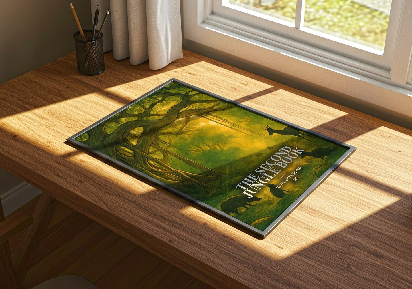 The Second Jungle Book watercolour book poster framed on wall – childrens wall art