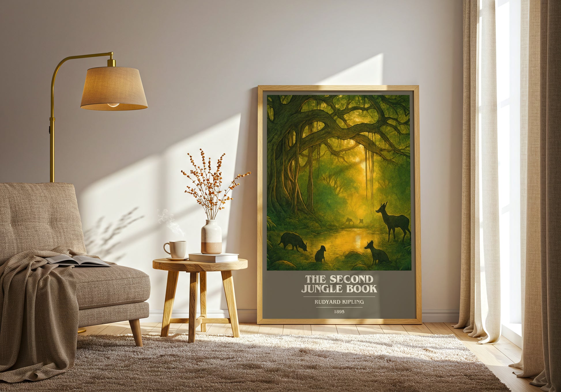 The Second Jungle Book book cover print on bookshelf – Rudyard Kipling fan gift