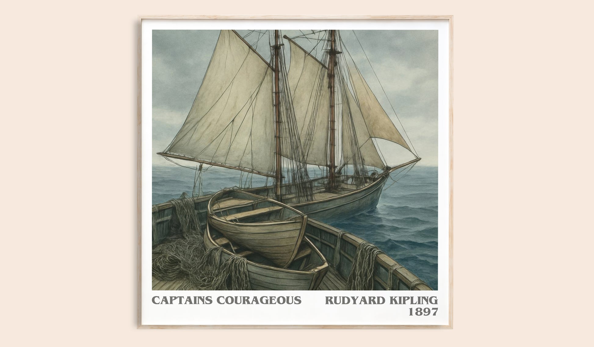 Captains Courageous literary book poster by Rudyard Kipling – framed literary art print