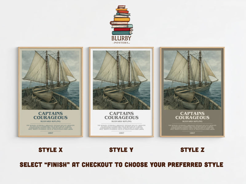 Captains Courageous bookish print in frame leaning in hallway – coming of age wall art