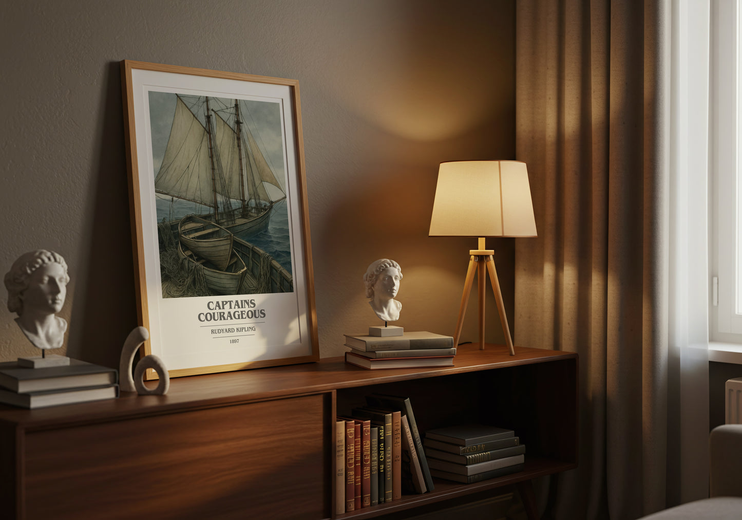 Captains Courageous book cover book poster framed on wall – coming of age wall art