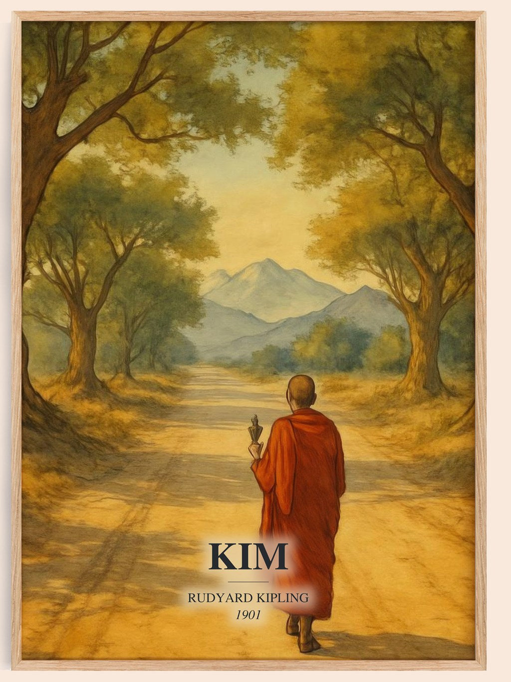 Kim watercolour book poster by Rudyard Kipling – framed literary art print