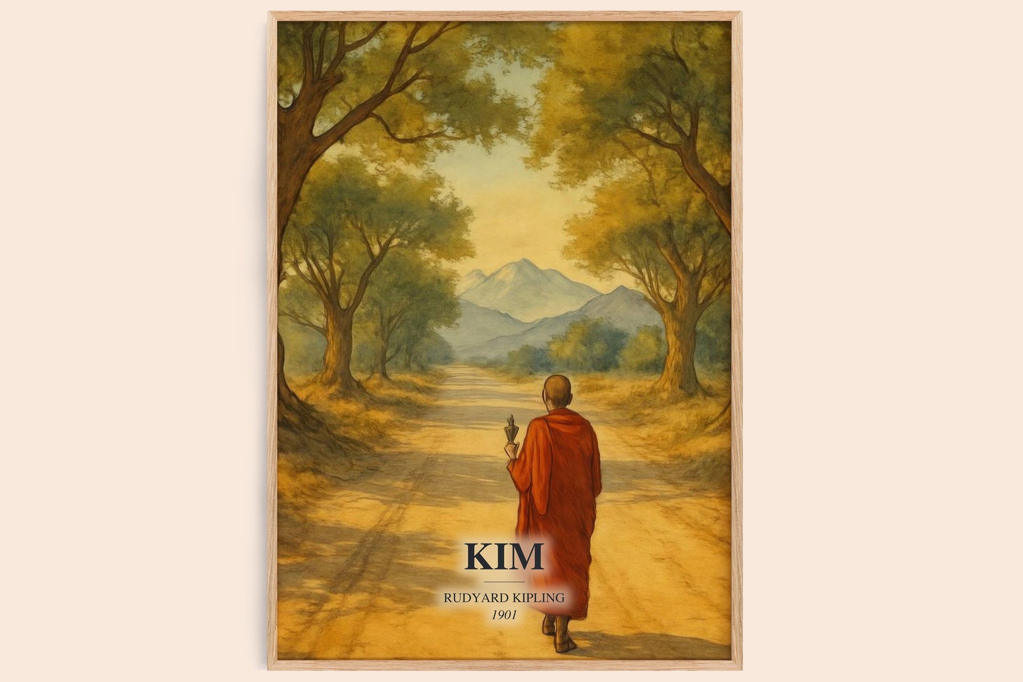 Kim watercolour book poster by Rudyard Kipling – framed literary art print