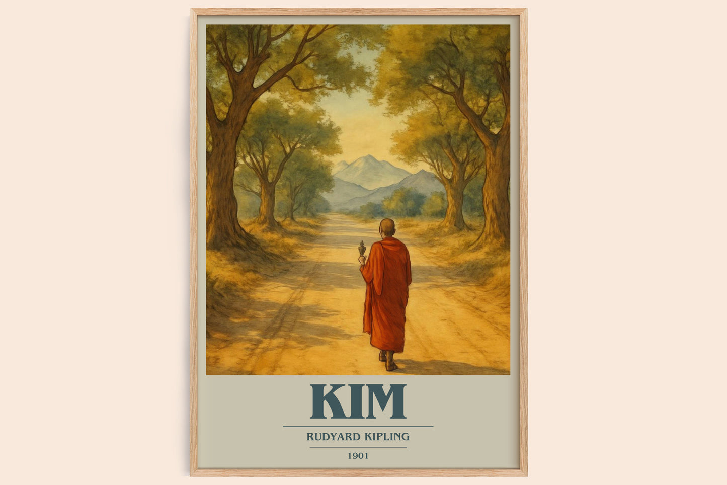 Kim book cover book poster by Rudyard Kipling – framed literary art print