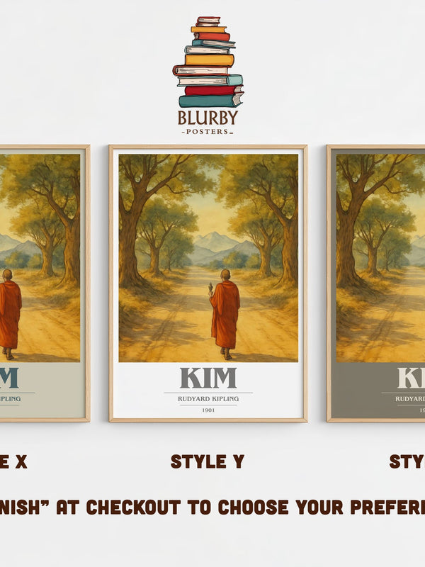 Kim book cover print in frame leaning in hallway – adventure wall art