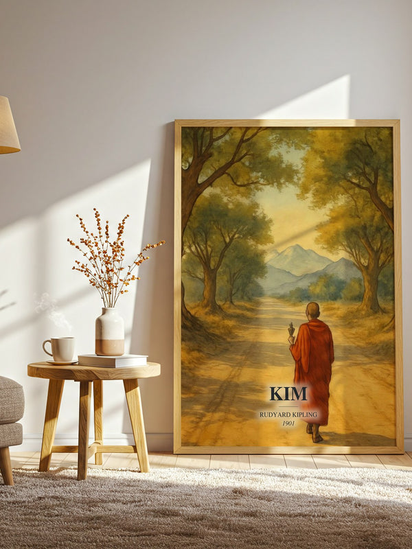 Kim watercolour print in frame leaning in hallway – adventure wall art