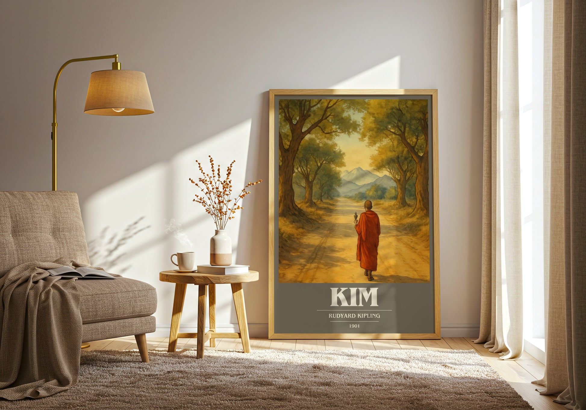 Kim book cover print on bookshelf – Rudyard Kipling fan gift