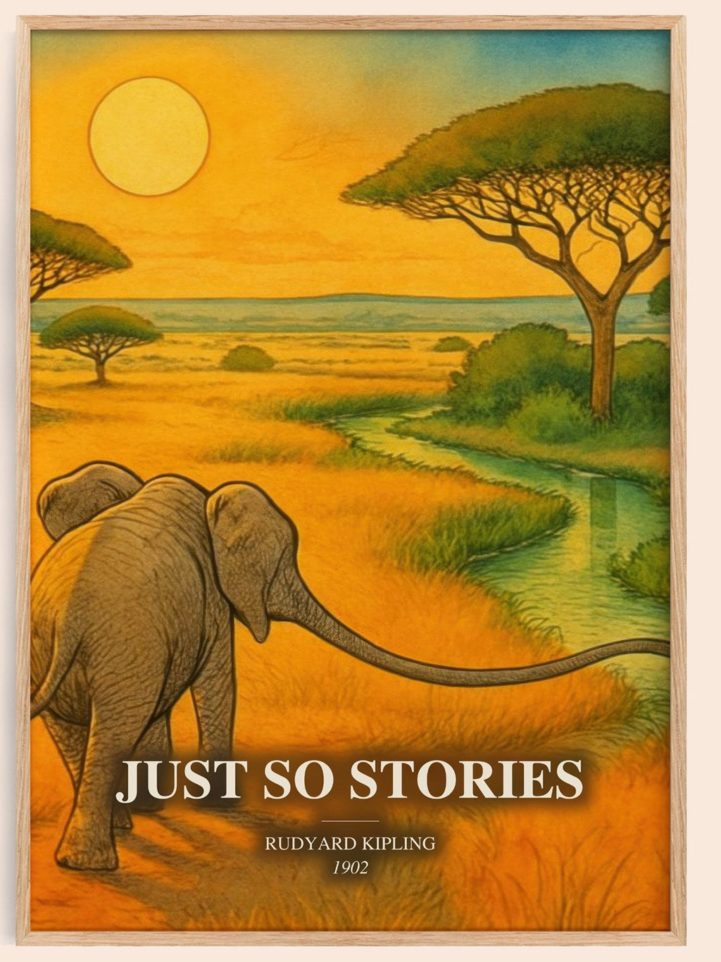 Just So Stories watercolour book poster by Rudyard Kipling – framed literary art print