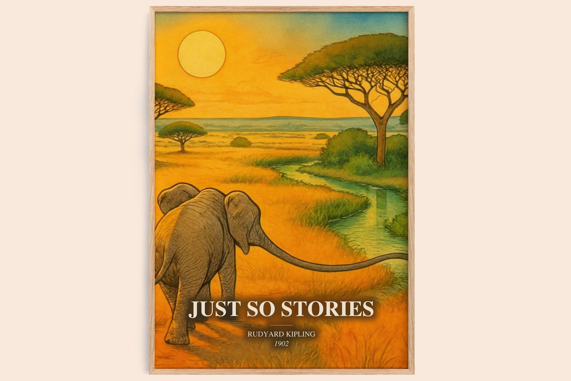 Just So Stories watercolour book poster by Rudyard Kipling – framed literary art print