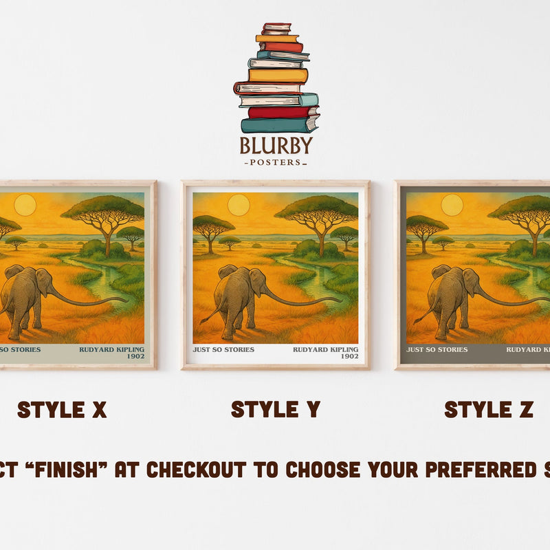Just So Stories literary print in frame leaning in hallway – childrens wall art