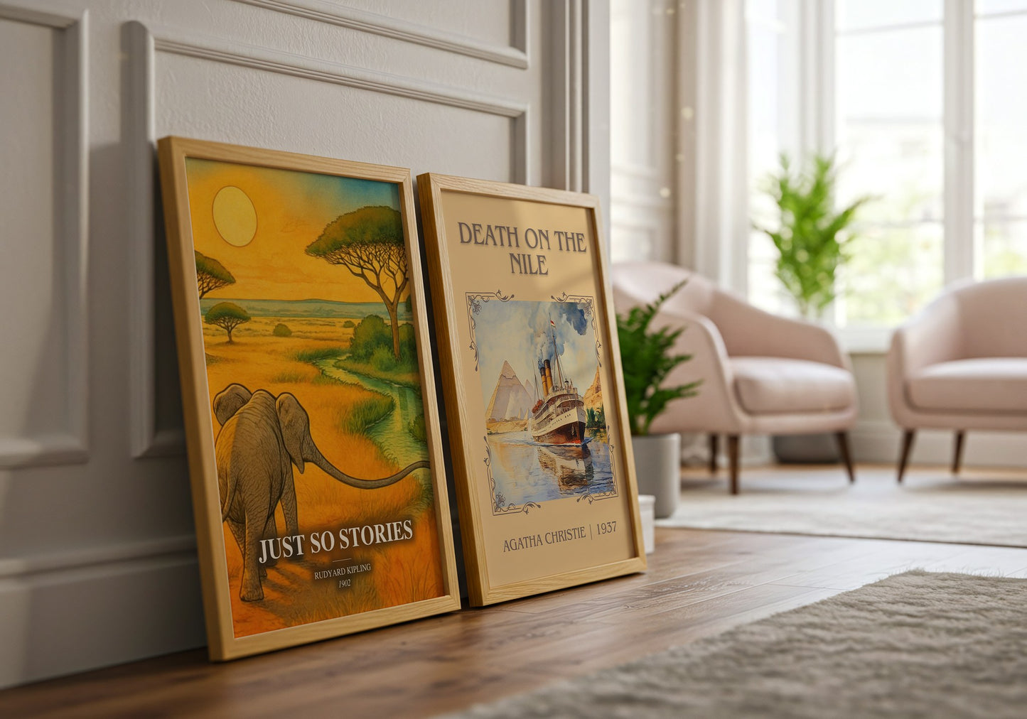 Just So Stories watercolour print framed by window – literary home decor