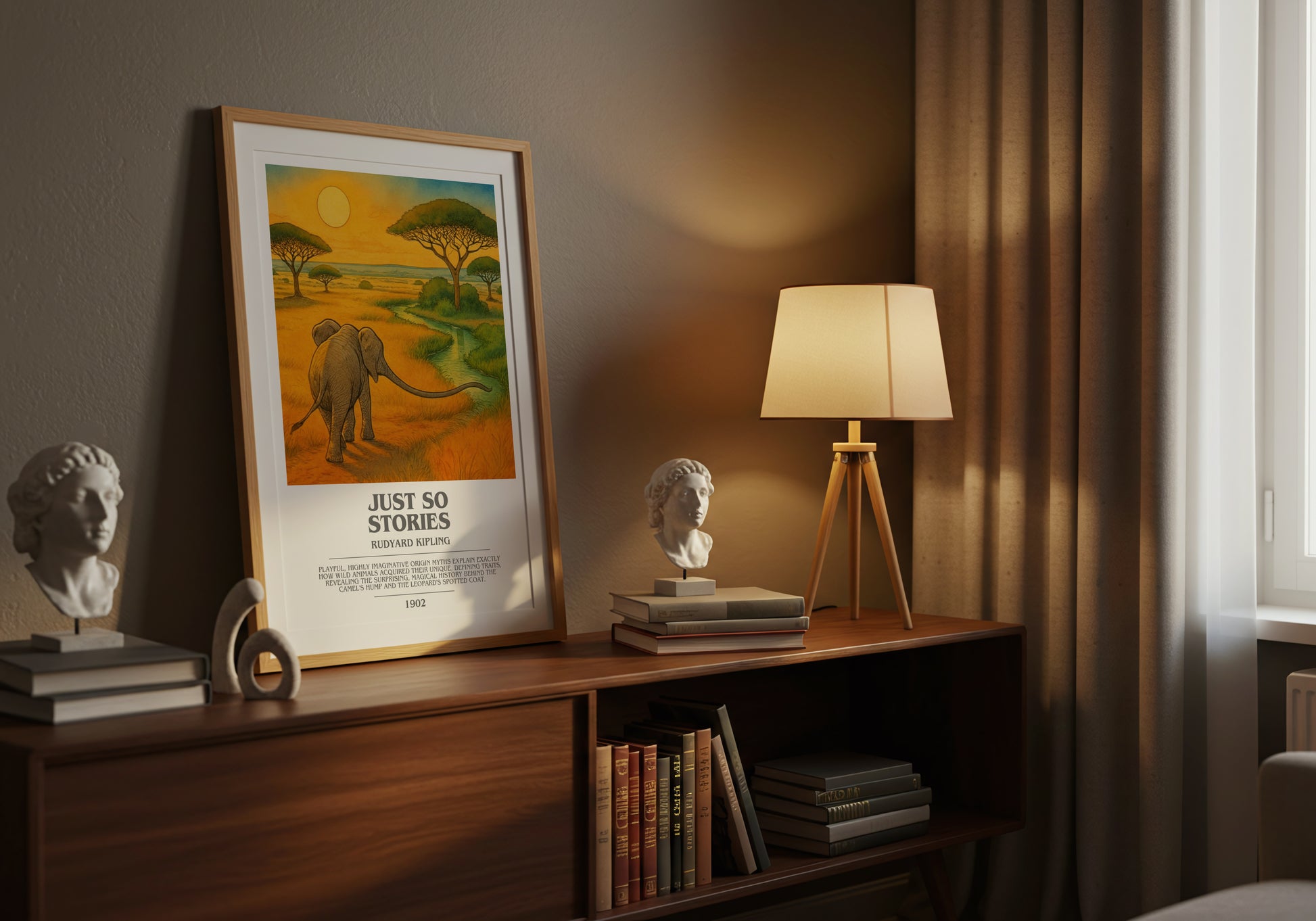 Just So Stories bookish book poster framed on wall – childrens wall art