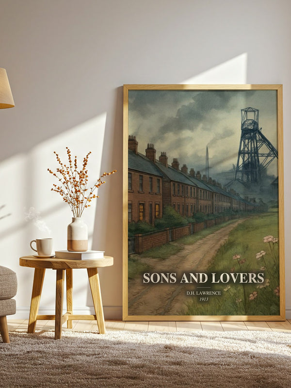 Sons And Lovers watercolour print in frame leaning in hallway – classic literature wall art