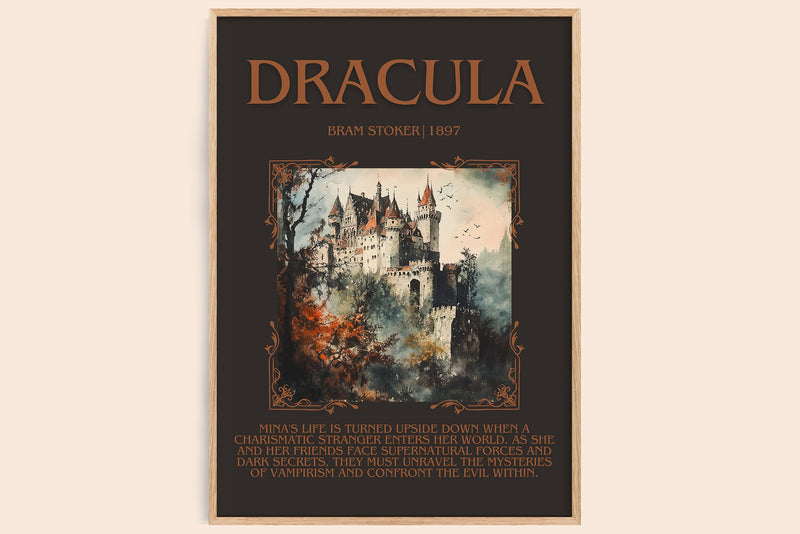 Dracula minimalist book poster by Bram Stoker – framed literary art print