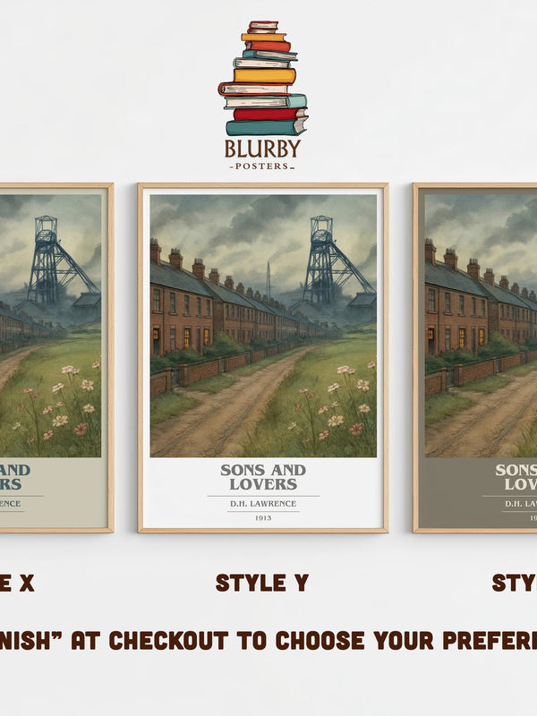 Sons And Lovers book cover print in frame leaning in hallway – classic literature wall art
