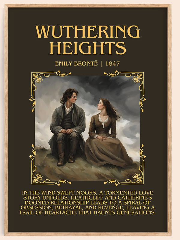 Wuthering Heights minimalist book poster by Charlotte Brontë – framed literary art print