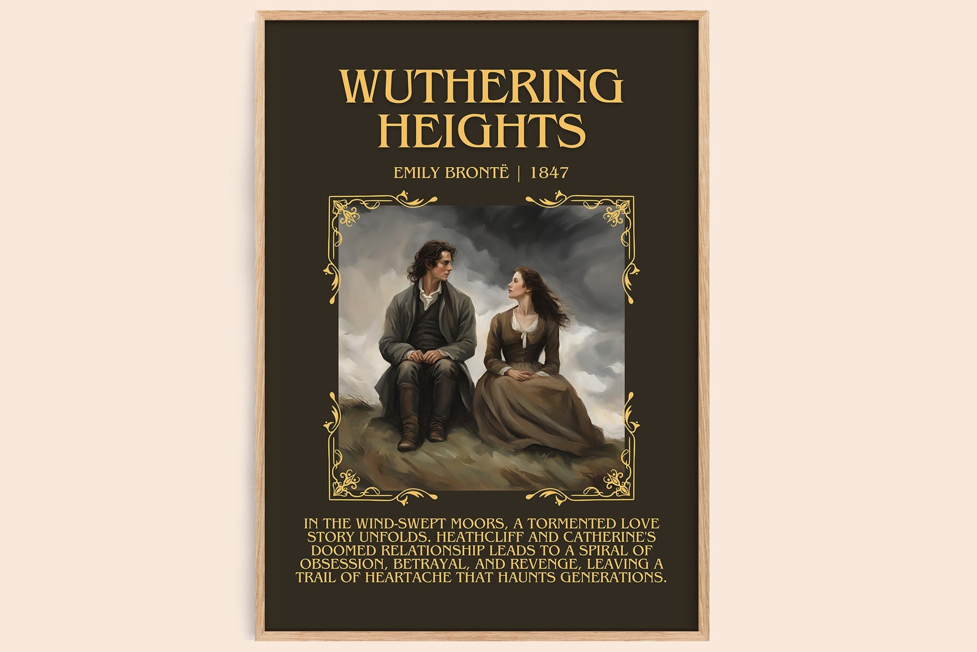 Wuthering Heights minimalist book poster by Charlotte Brontë – framed literary art print