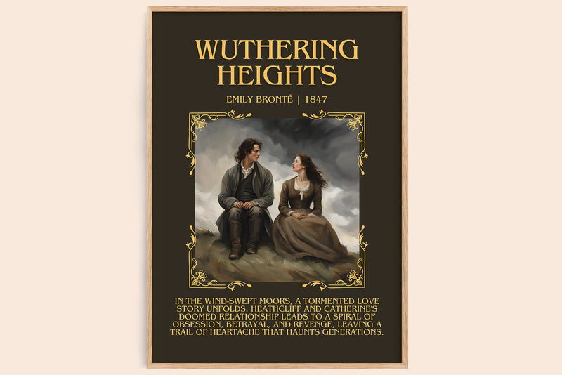 Wuthering Heights minimalist book poster by Charlotte Brontë – framed literary art print