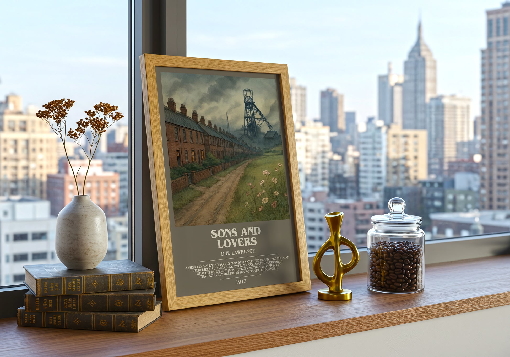 Sons And Lovers bookish print framed by window – literary home decor