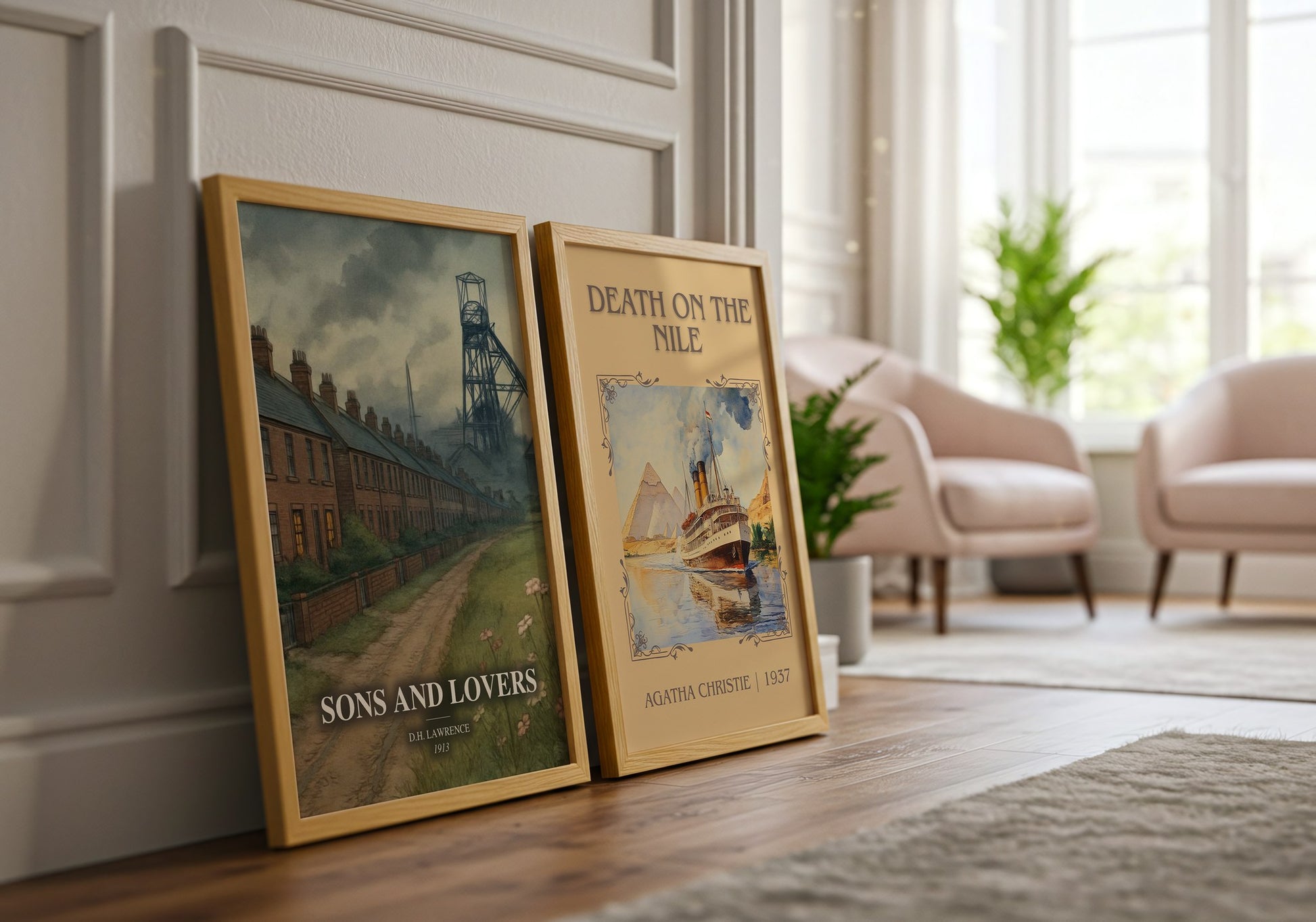Sons And Lovers watercolour print framed by window – literary home decor