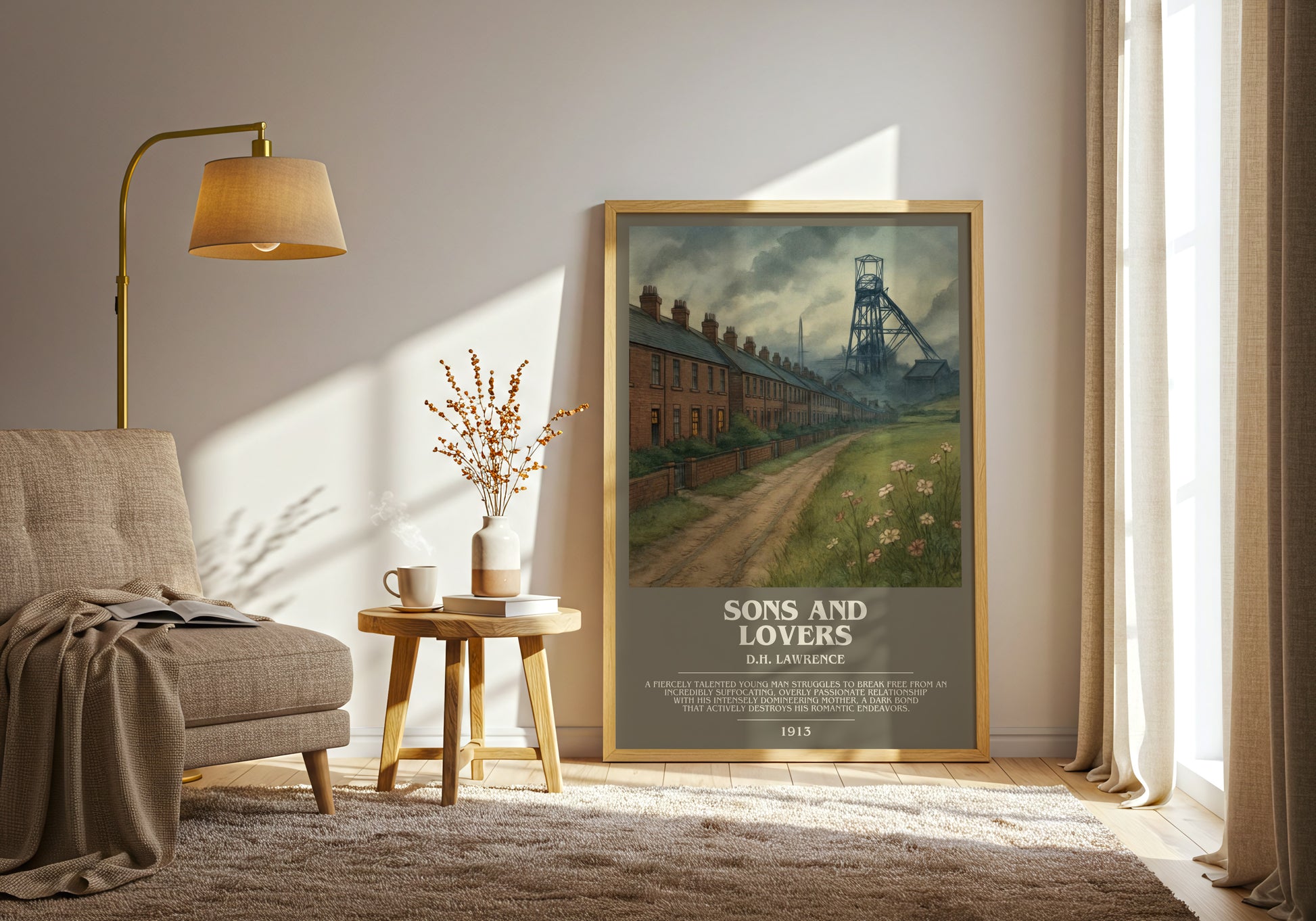 Sons And Lovers bookish print on bookshelf – D.H. Lawrence fan gift