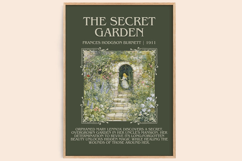 The Secret Garden minimalist book poster by Frances Hodgson Burnett – framed literary art print