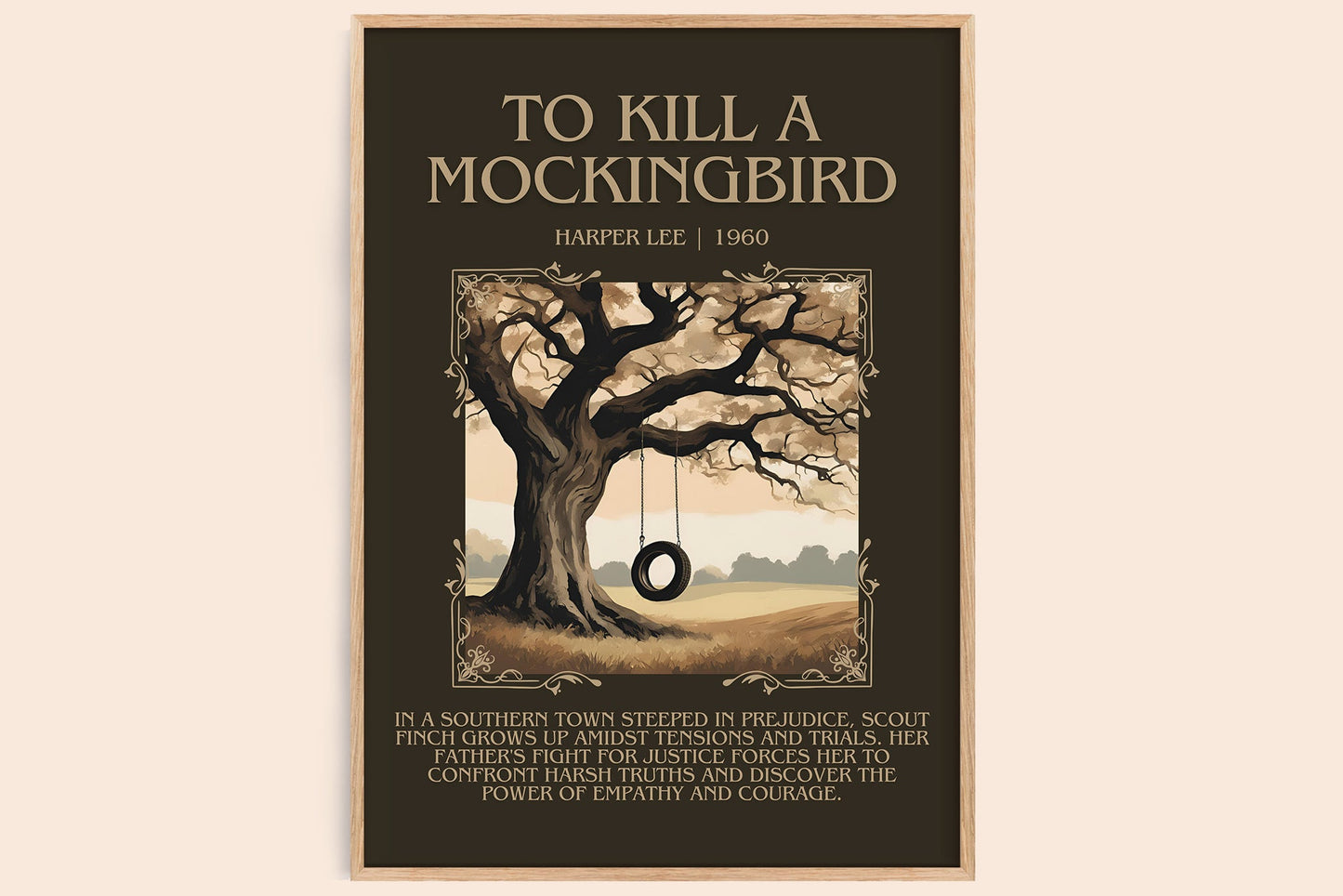 To Kill A Mockingbird minimalist book poster by Harper Lee – framed literary art print