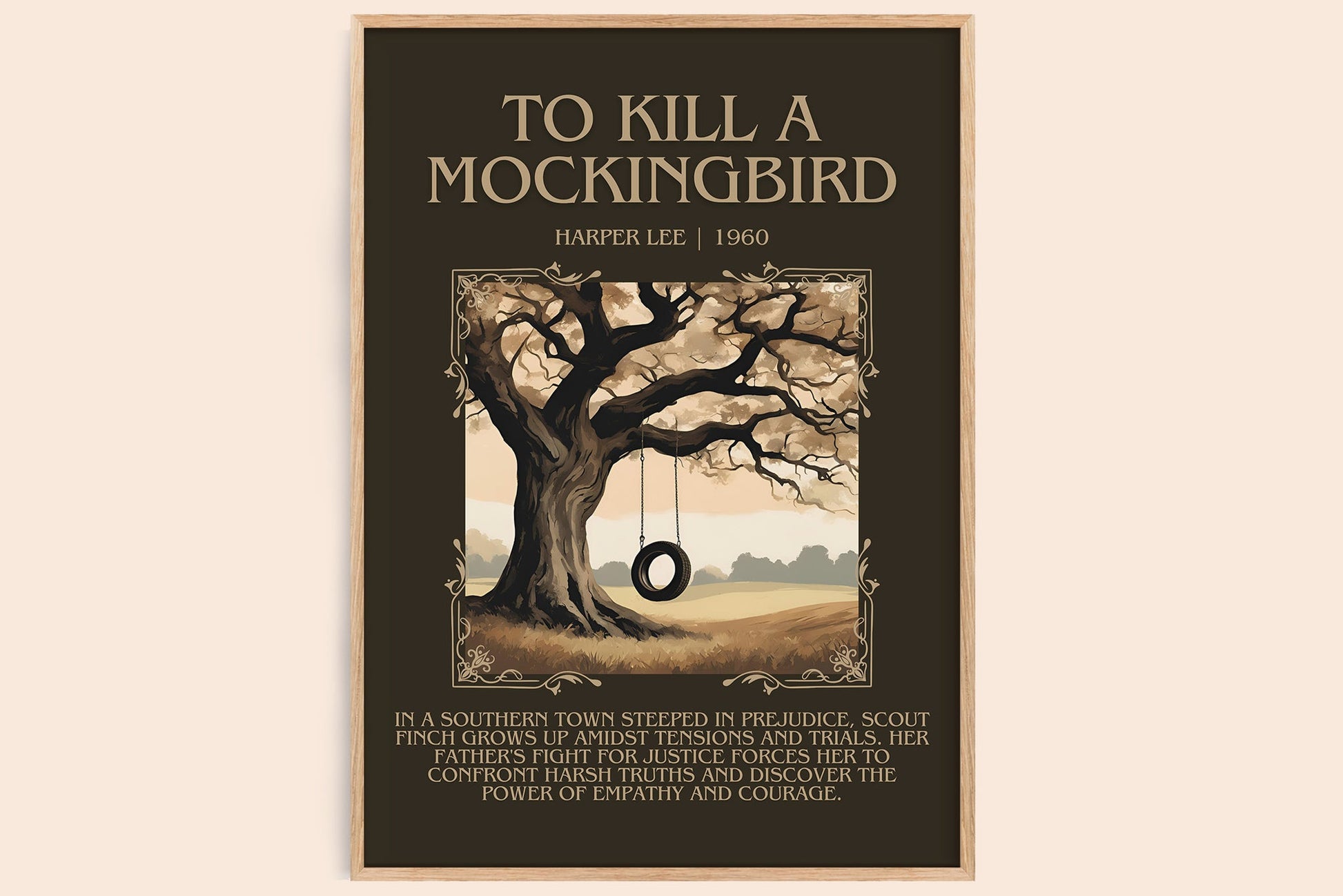 To Kill A Mockingbird minimalist book poster by Harper Lee – framed literary art print
