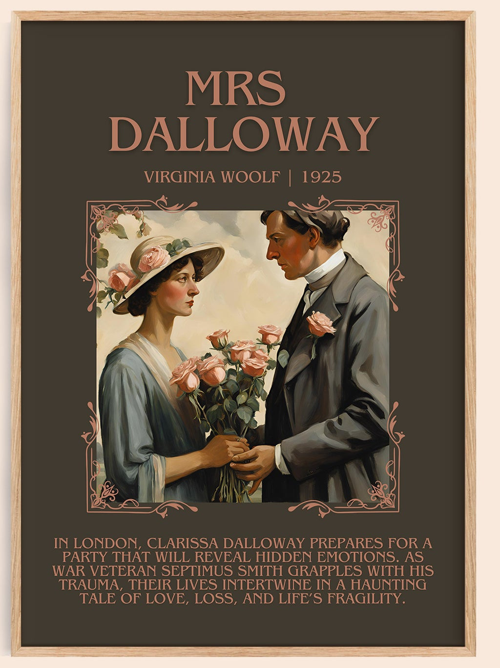 Mrs Dalloway minimalist book poster by Virginia Woolf – framed literary art print