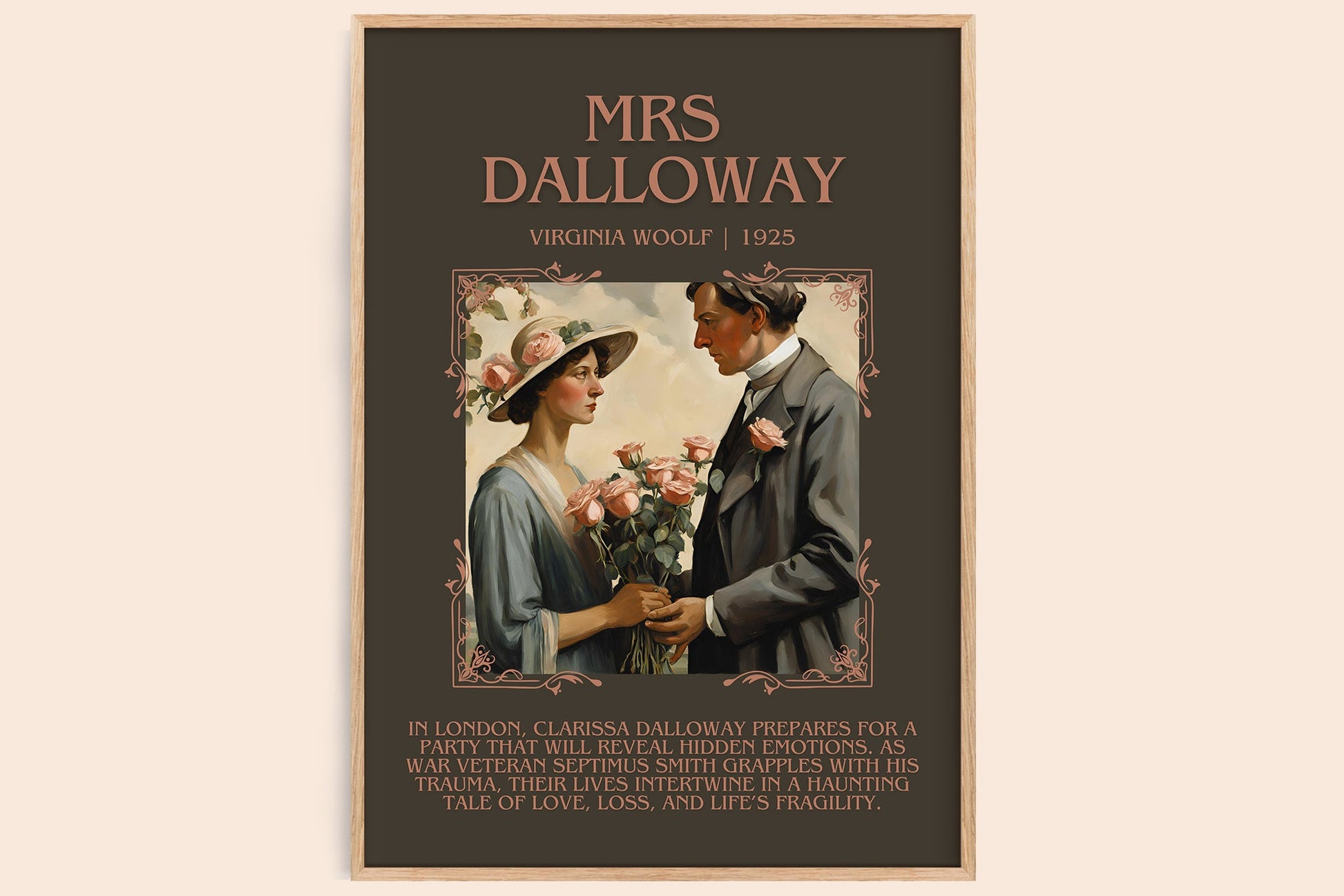 Mrs Dalloway minimalist book poster by Virginia Woolf – framed literary art print