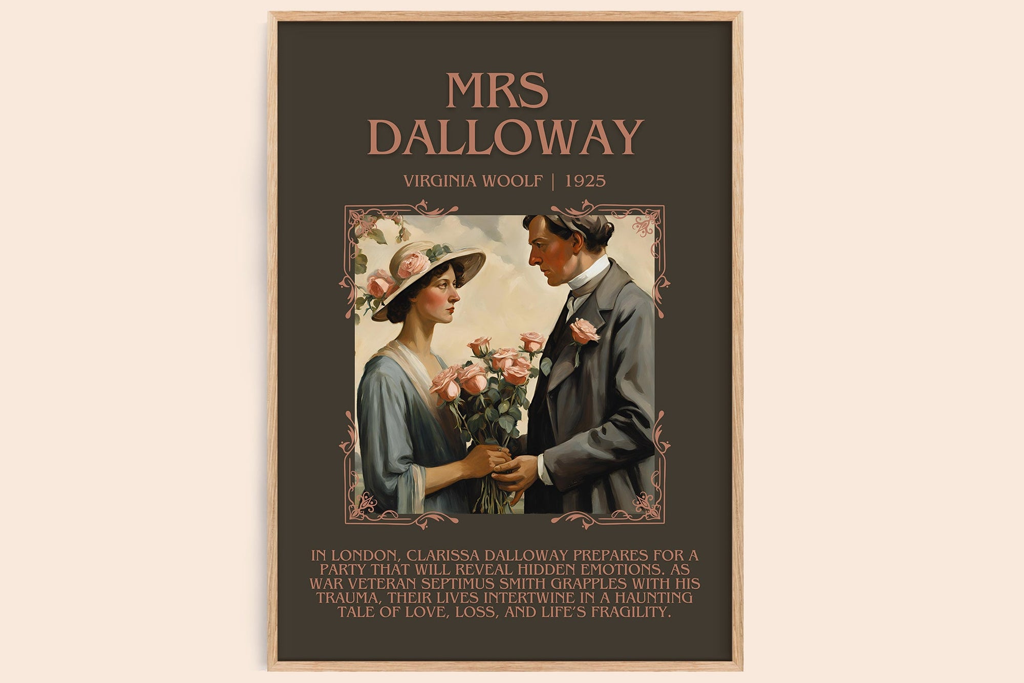Mrs Dalloway minimalist book poster by Virginia Woolf – framed literary art print