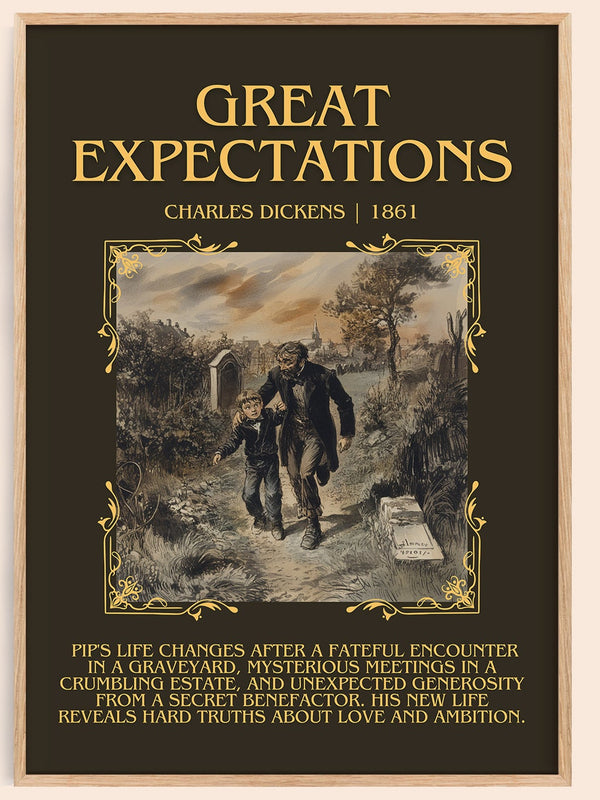 Great Expectations minimalist book poster by Charles Dickens – framed literary art print