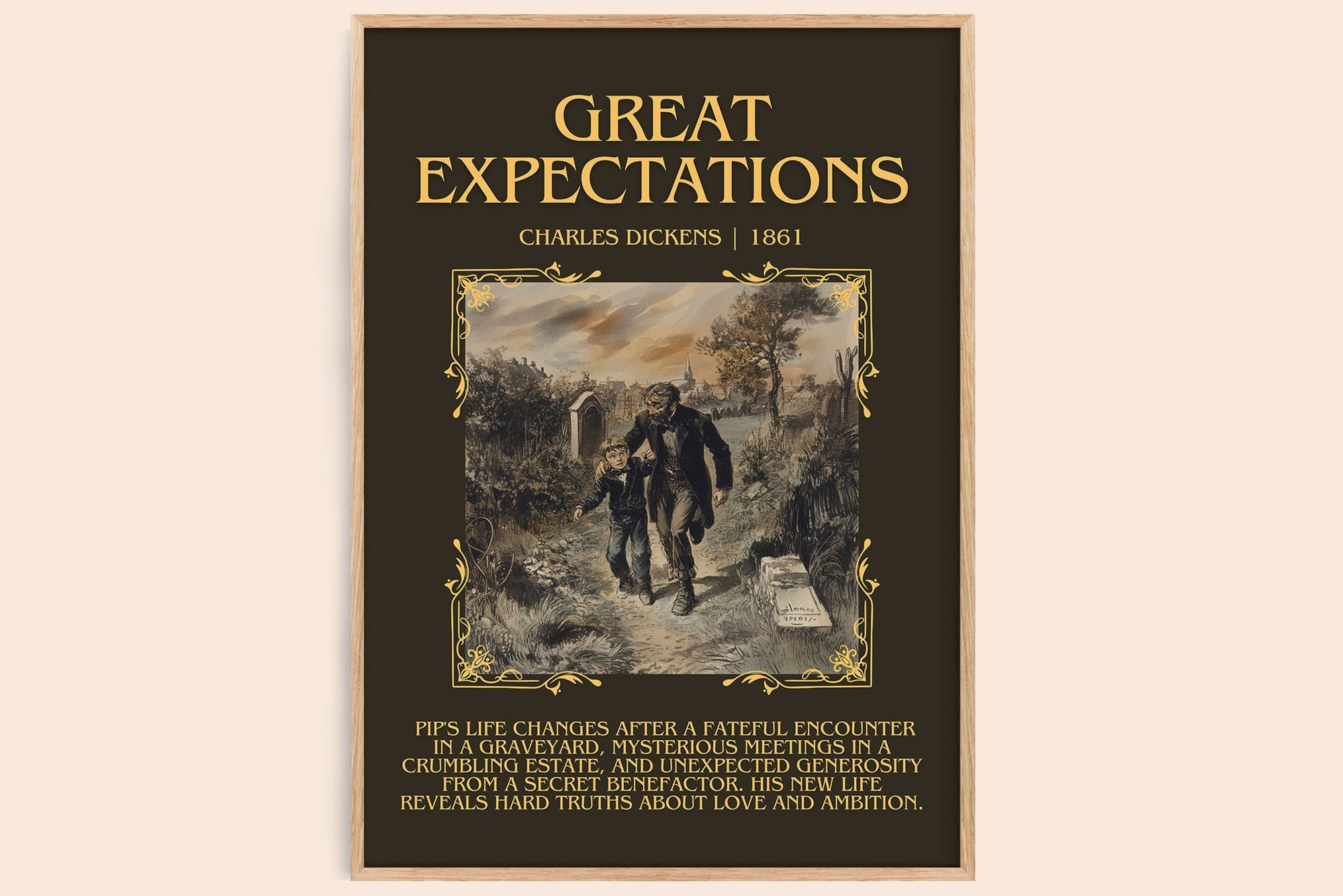 Great Expectations minimalist book poster by Charles Dickens – framed literary art print