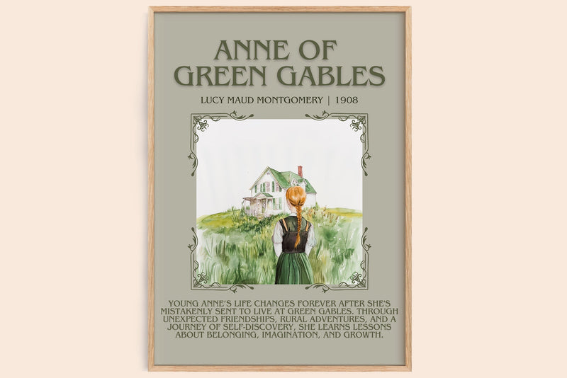 Anne of Green Gables minimalist book poster by Lucy Maud Montgomery – framed literary art print