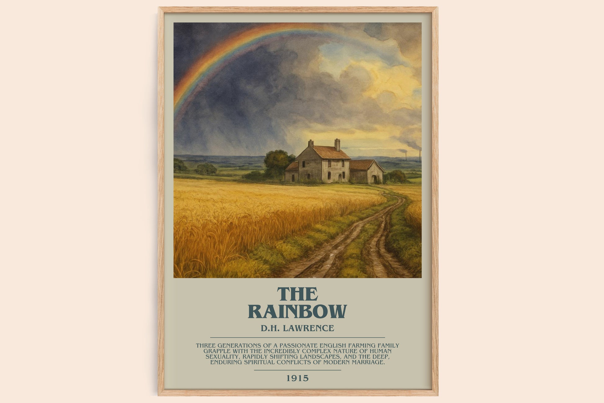 The Rainbow bookish book poster by D.H. Lawrence – framed literary art print