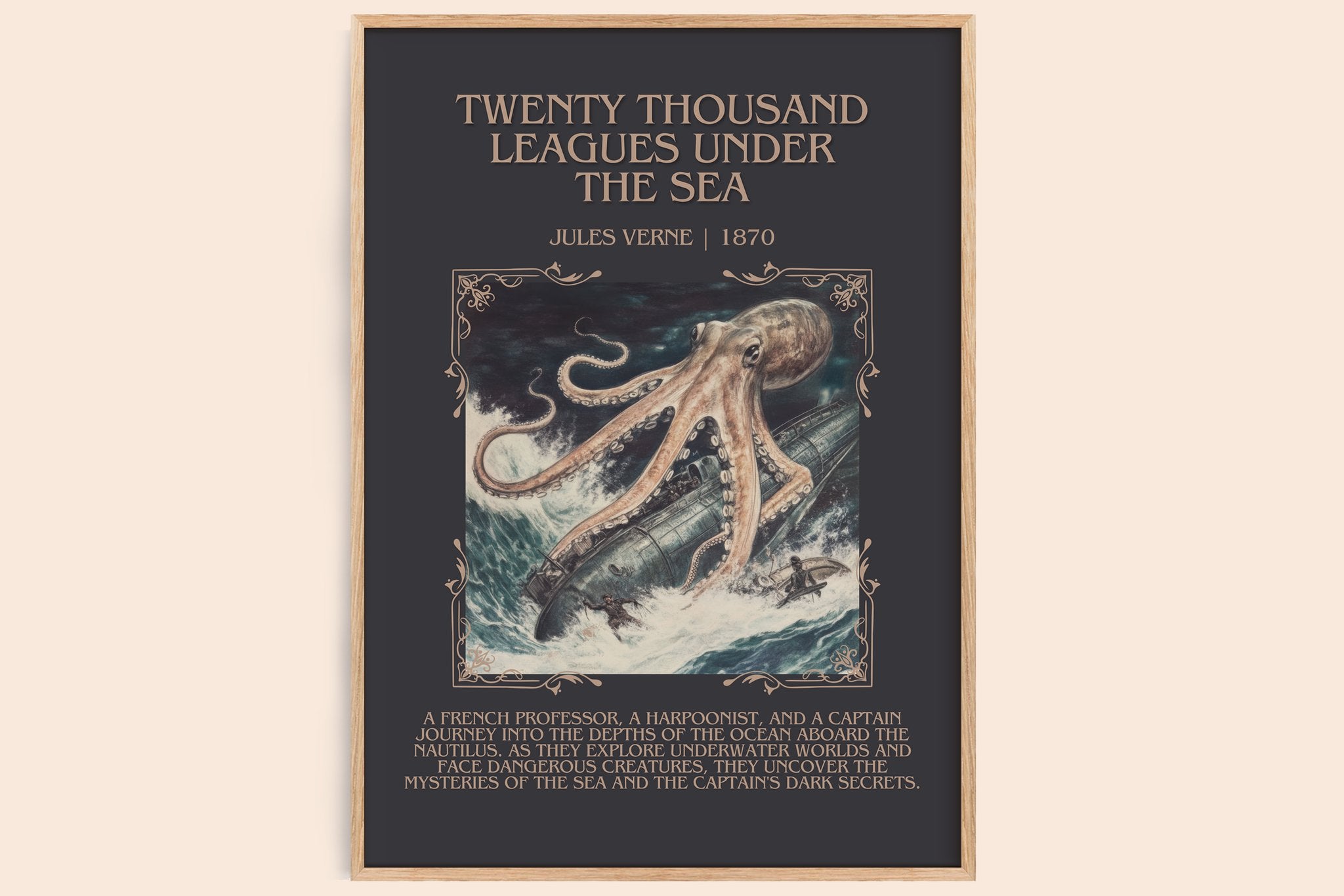Twenty Thousand Leagues Under the Sea Minimalist Book Poster by Jules Verne